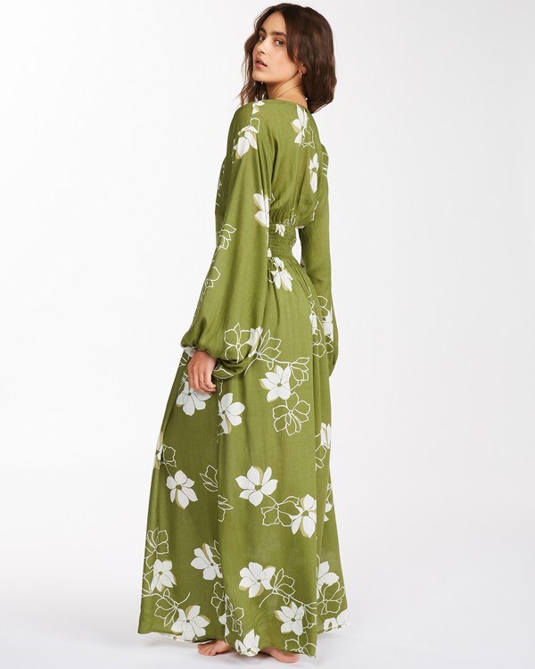 Billabong Night Bloom Long Sleeve Maxi Šaty Fern | GVWFAK-057