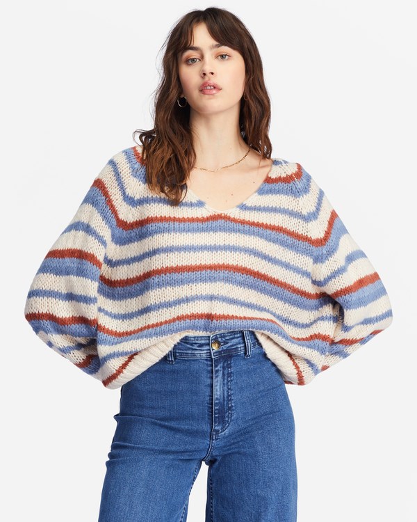 Billabong No Brainer V-Neck Pullover Svetrové Indigo | IZYVQK-780
