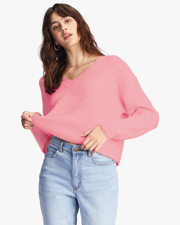 Billabong No Where Else V-Neck Svetrové Růžové | YLDJBX-428