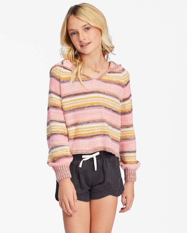 Billabong On The Horizon V-Neck S Kapucí Svetrové Růžové | RBUFNC-734