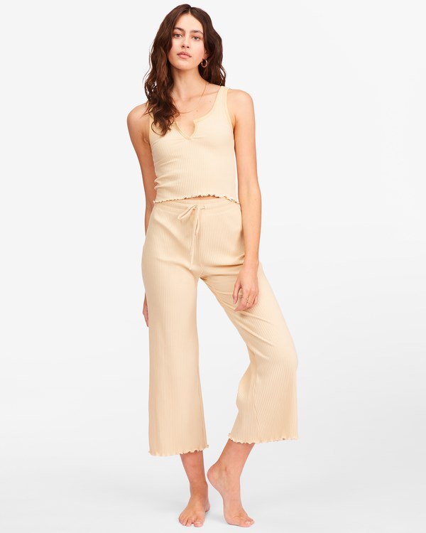 Billabong Out And About High-Waisted Knit Pants Desert Sand | HMVWCL-906
