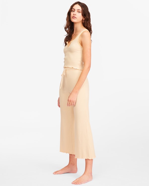 Billabong Out And About High-Waisted Knit Pants Desert Sand | HMVWCL-906