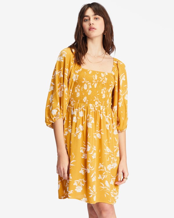 Billabong Paradise Days Mini Šaty Golden Spice | DEOKNG-421
