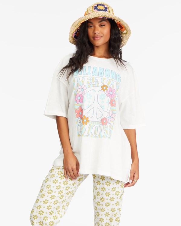 Billabong Peace And Love Boyfriend T-Shirt Salt Crystal | WCSJVX-240