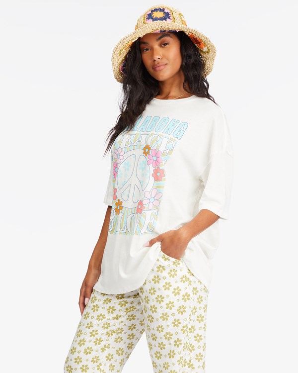 Billabong Peace And Love Boyfriend T-Shirt Salt Crystal | WCSJVX-240