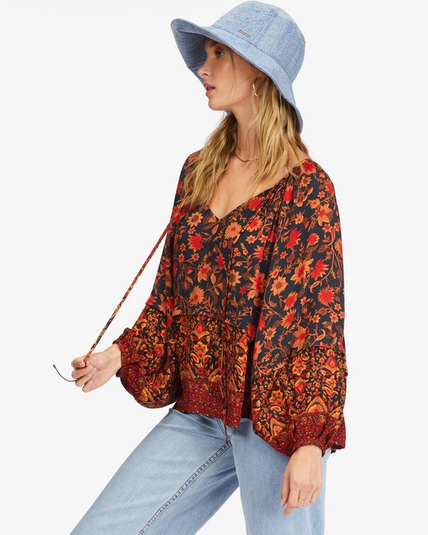 Billabong Peace & Love Long Sleeve Blouse Černé | IUGDPR-150
