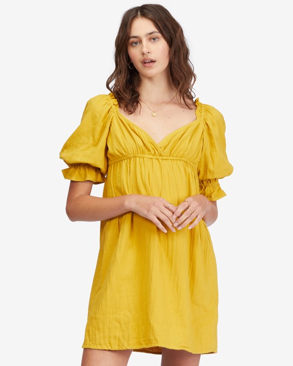 Billabong Perfect Paradise Babydoll Šaty Golden Touch | YRNWOC-802
