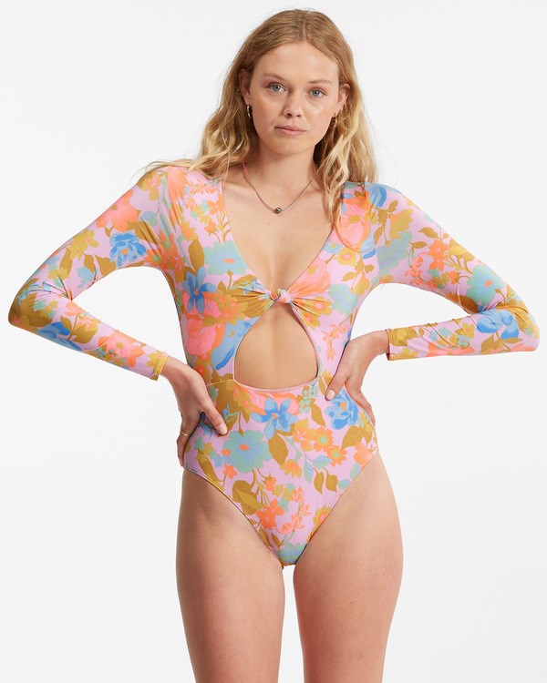 Billabong Pick Me Up Long Sleeve Swimsuit Multi | DBVYXW-940