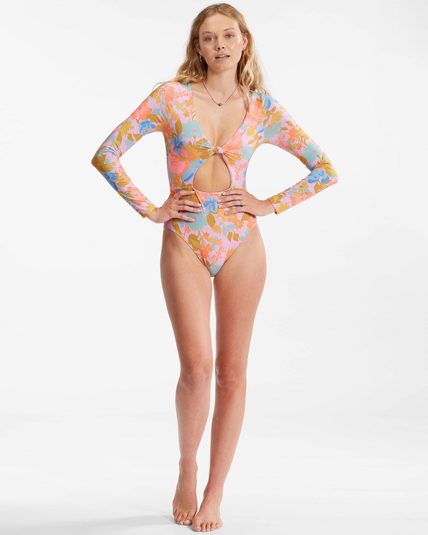 Billabong Pick Me Up Long Sleeve Swimsuit Multi | DBVYXW-940