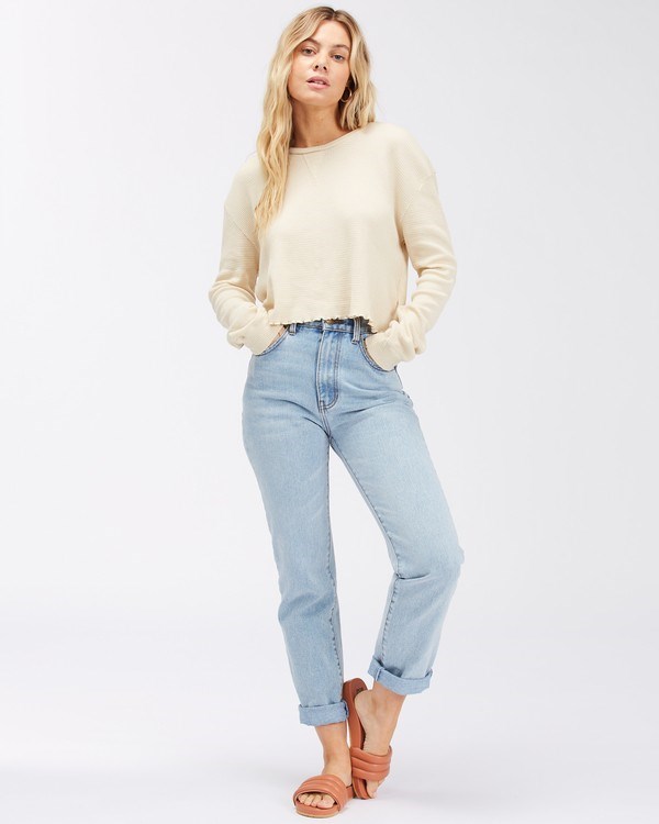 Billabong Pick Me Up Waffle Knit Long Sleeve Top Bílé | WAESNY-952