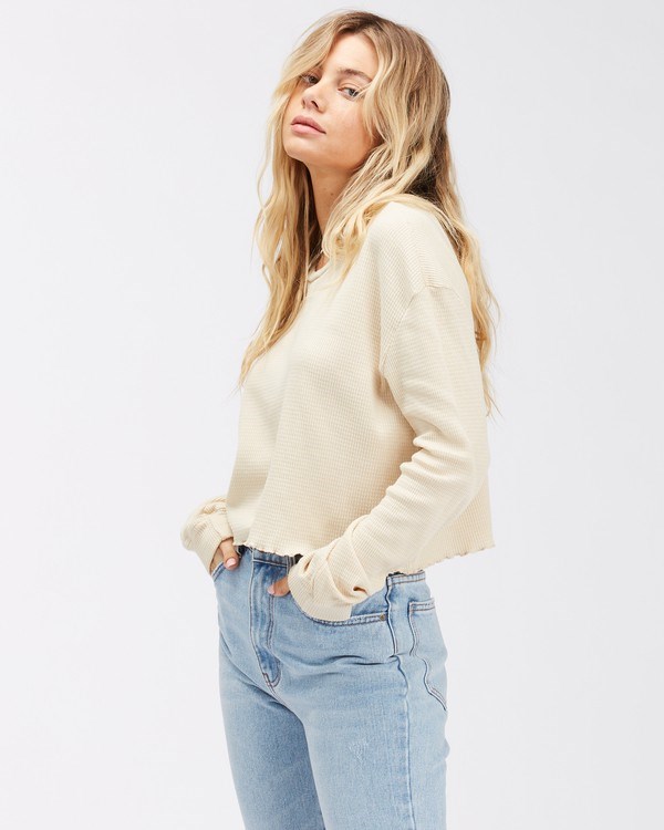 Billabong Pick Me Up Waffle Knit Long Sleeve Top Bílé | WAESNY-952