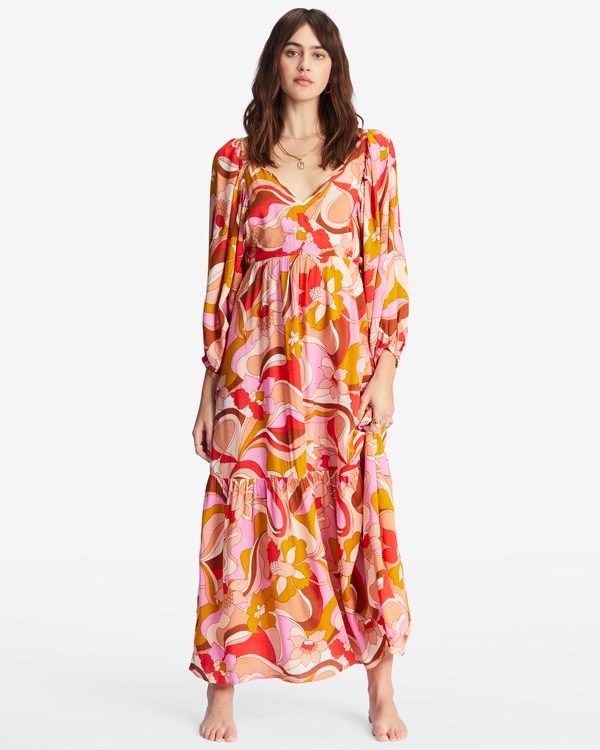 Billabong Pretty Groovy Maxi Šaty Multi | WMDRUQ-476