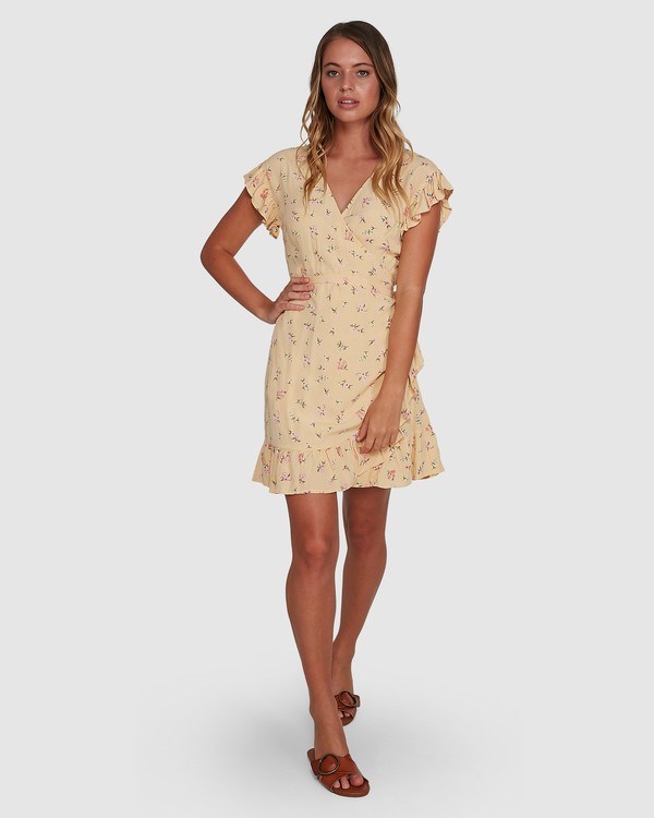 Billabong Pretty Moon Wrap Šaty Žluté | YXKEMF-840