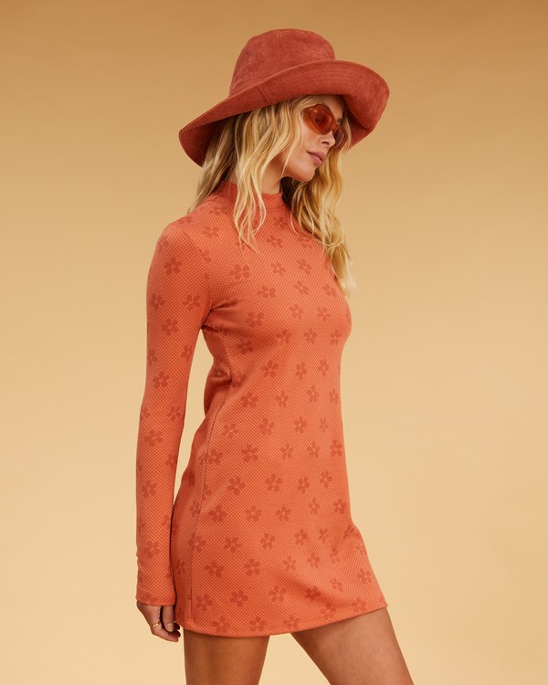 Billabong Salty Blonde Coconut Flowers Long Sleeve Bodycon Šaty Sippin Coconuts | URASEX-485