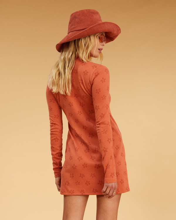 Billabong Salty Blonde Coconut Flowers Long Sleeve Bodycon Šaty Sippin Coconuts | URASEX-485