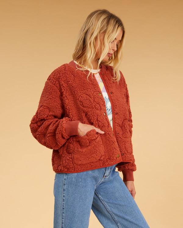 Billabong Salty Blonde Cozy Shore Bomber Jacket Sippin Coconuts | NPYLHG-618