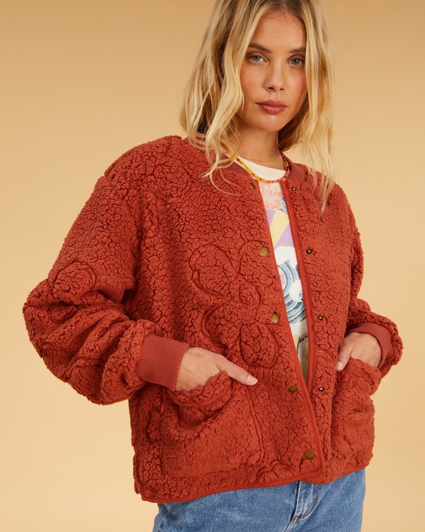 Billabong Salty Blonde Cozy Shore Bomber Jacket Sippin Coconuts | NPYLHG-618