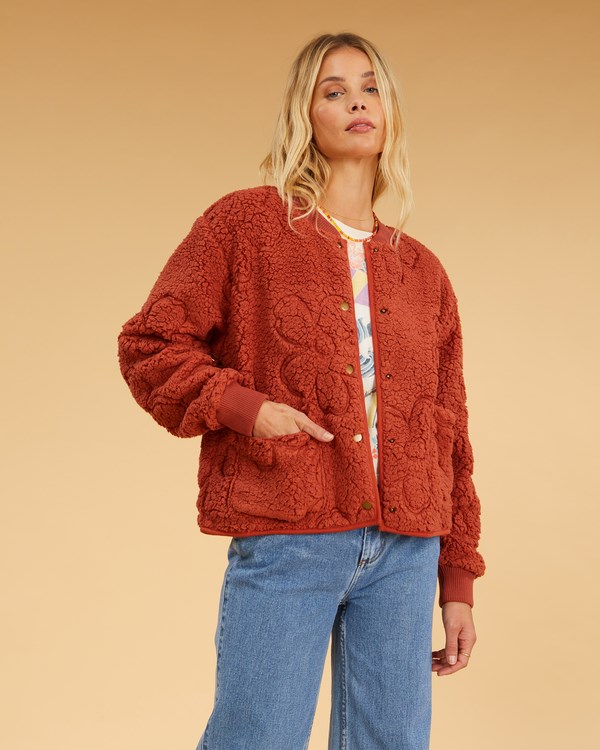 Billabong Salty Blonde Cozy Shore Bomber Jacket Sippin Coconuts | NPYLHG-618