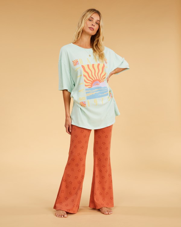 Billabong Salty Blonde Easy Shores Oversized T-Shirt Pretty Palms | ISUYNC-072