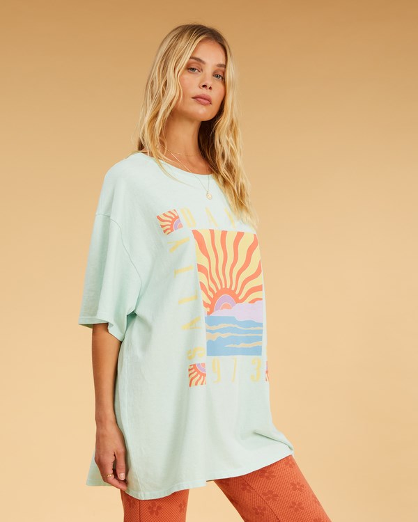 Billabong Salty Blonde Easy Shores Oversized T-Shirt Pretty Palms | ISUYNC-072