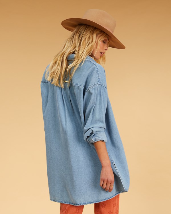 Billabong Salty Blonde In The Tide Long Sleeve Denim Shirt Blankyt | WNVEKF-903