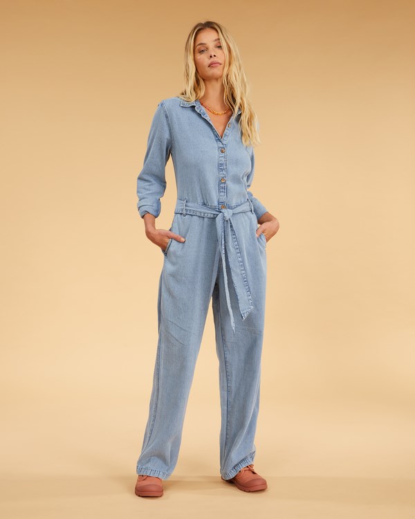 Billabong Salty Blonde Sunday Uniform Long Sleeve Jumpsuit Blankyt | DVEQNA-617