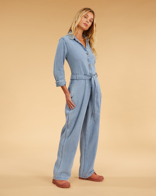 Billabong Salty Blonde Sunday Uniform Long Sleeve Jumpsuit Blankyt | DVEQNA-617