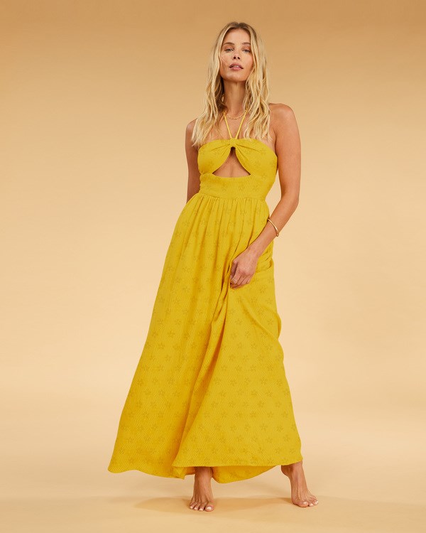 Billabong Salty Blonde Sunset Glow Halter Maxi Šaty Multi | CSBOUH-259
