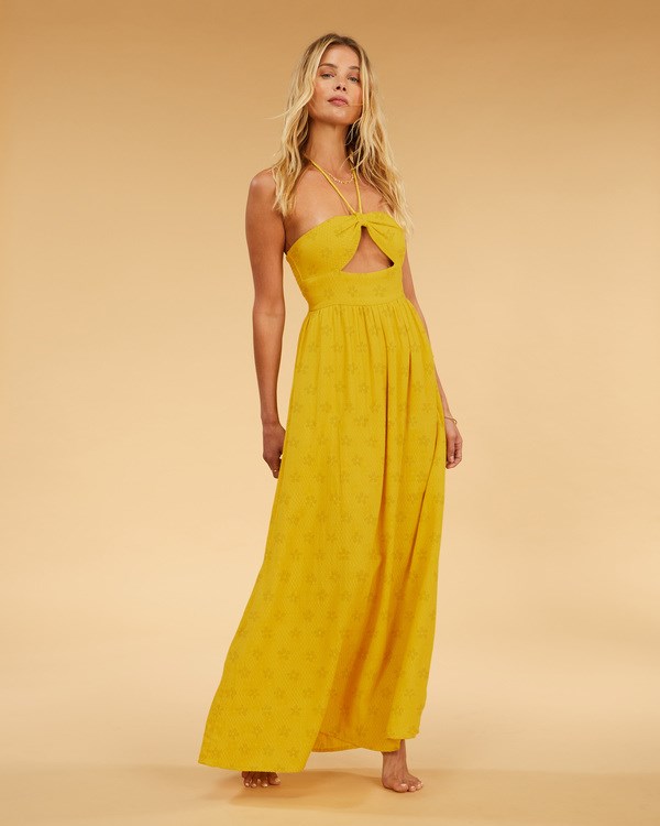 Billabong Salty Blonde Sunset Glow Halter Maxi Šaty Multi | CSBOUH-259
