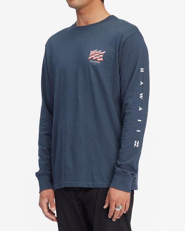 Billabong Salute Hawaii Long Sleeve T-Shirt Tmavě Blankyt | ECXNWQ-243