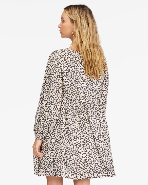Billabong Secret Wish Long Sleeve Babydoll Šaty Černé | MYZDFO-498