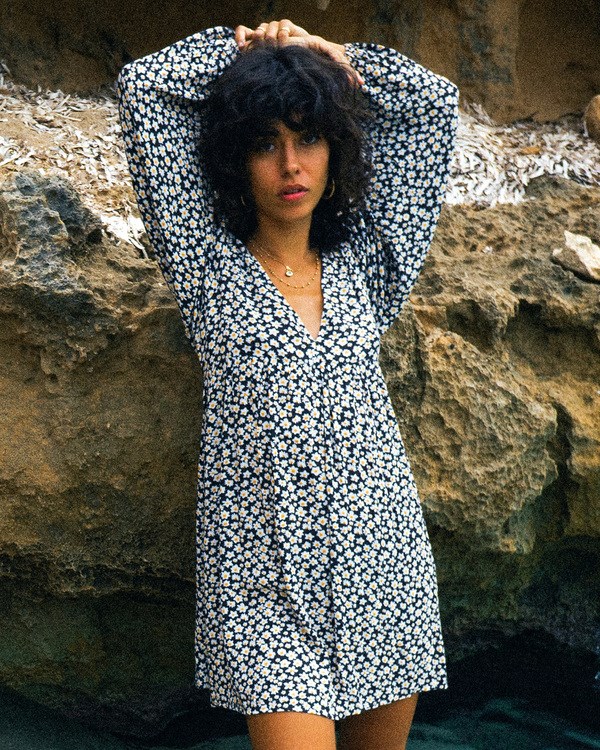 Billabong Secret Wish Long Sleeve Babydoll Šaty Černé | MYZDFO-498