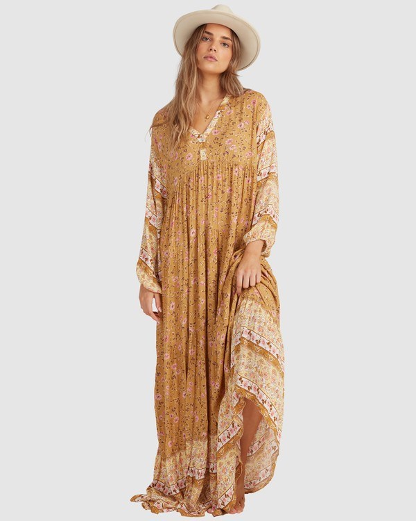 Billabong Shine On Eco Maxi Šaty Hořčice | RKCIFH-036