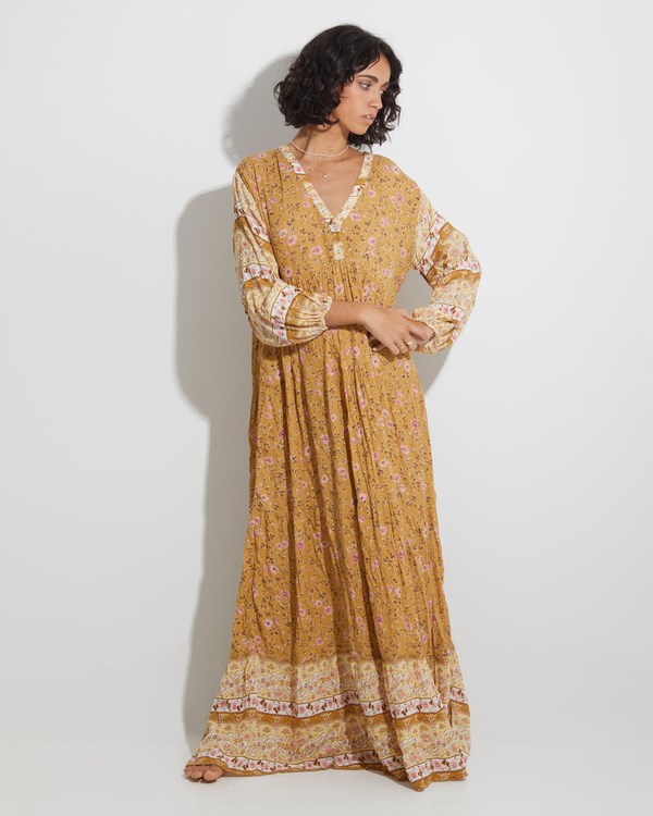 Billabong Shine On Eco Maxi Šaty Hořčice | RKCIFH-036