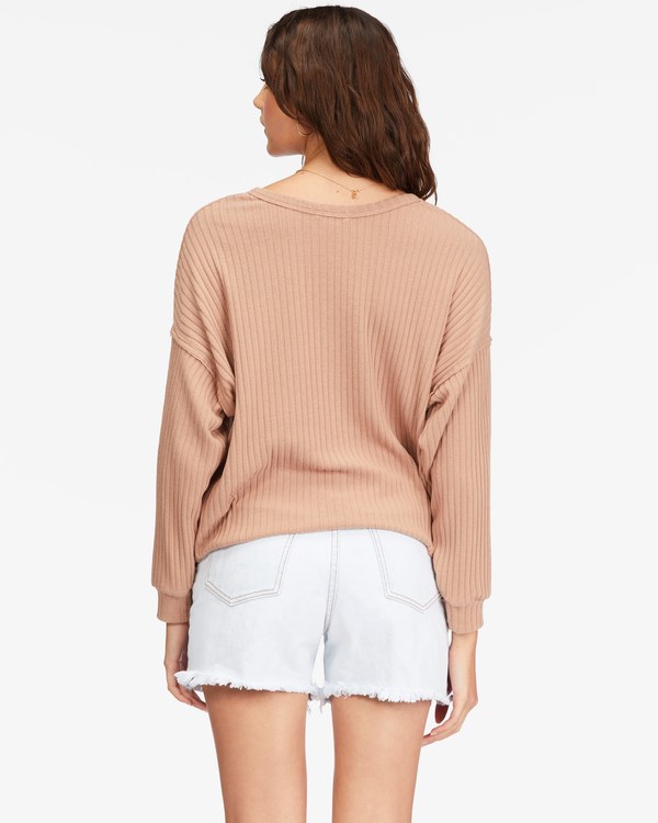 Billabong So Easy Long Sleeve Knit Top Pretty Putty | QWVCLS-312