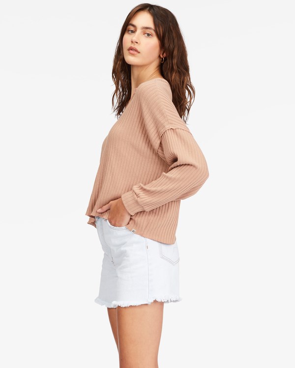 Billabong So Easy Long Sleeve Knit Top Pretty Putty | QWVCLS-312