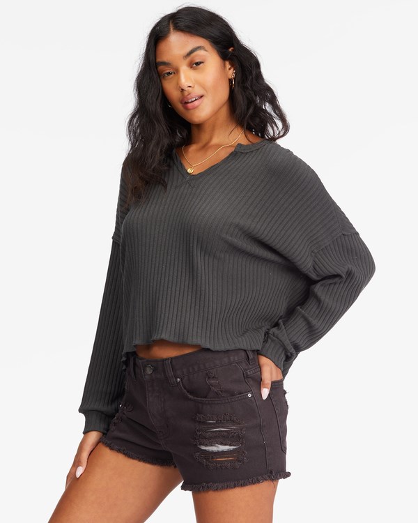 Billabong So Easy Long Sleeve Knit Top Černé | VFGAZJ-432