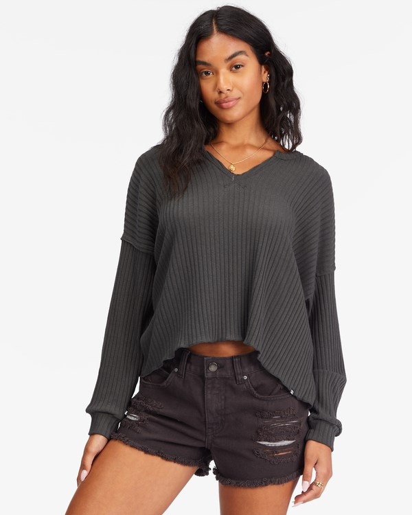Billabong So Easy Long Sleeve Knit Top Černé | VFGAZJ-432