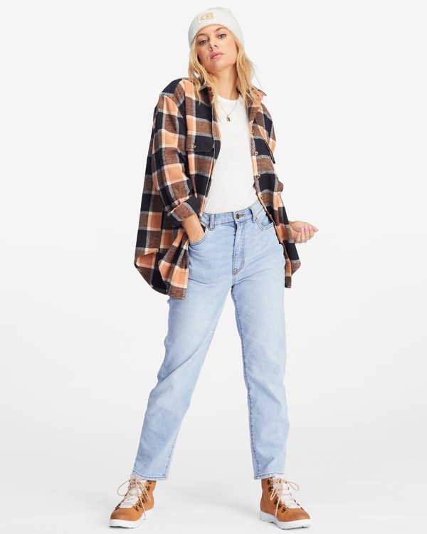 Billabong So Stoked Oversized Button-Down Flannel Shirt Tan | GEODYR-019