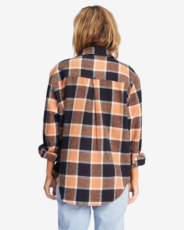 Billabong So Stoked Oversized Button-Down Flannel Shirt Tan | GEODYR-019