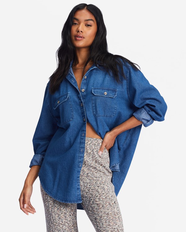 Billabong So Stoked Oversized Button-Down Shirt Tmavě | OZEUHY-781