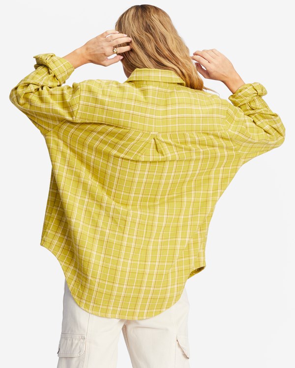 Billabong So Stoked Oversized Button-Down Flannel Shirt Zelene | ZMQXKD-295