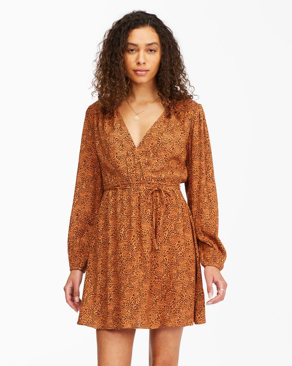 Billabong Spring Romance Mini Wrap Šaty Toffee | WHYDKZ-321