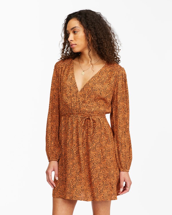 Billabong Spring Romance Mini Wrap Šaty Toffee | WHYDKZ-321