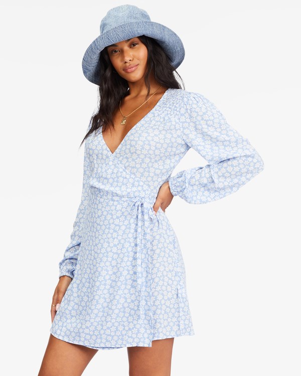 Billabong Spring Romance Mini Wrap Šaty Baby Blues | XPJQYD-680