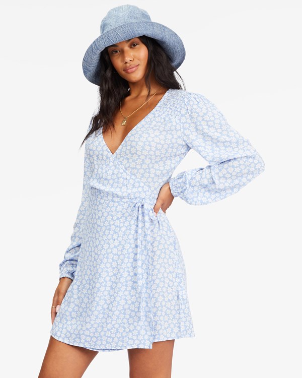 Billabong Spring Romance Mini Wrap Šaty Baby Blues | XPJQYD-680