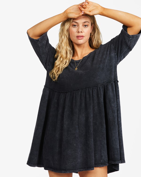 Billabong Still Dreaming Babydoll T-Shirt Šaty Černé | WPMOYA-329