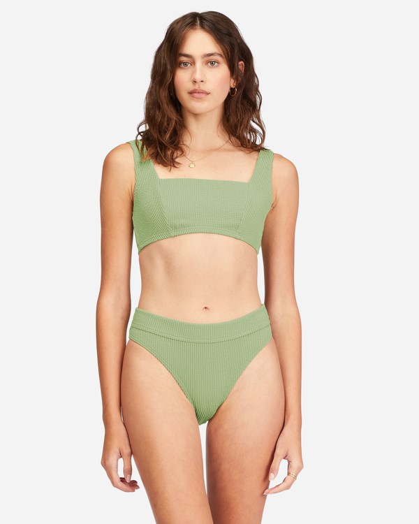 Billabong Summer High Square Bralette Underwire Bikiny Top Agave | QGFJOB-863