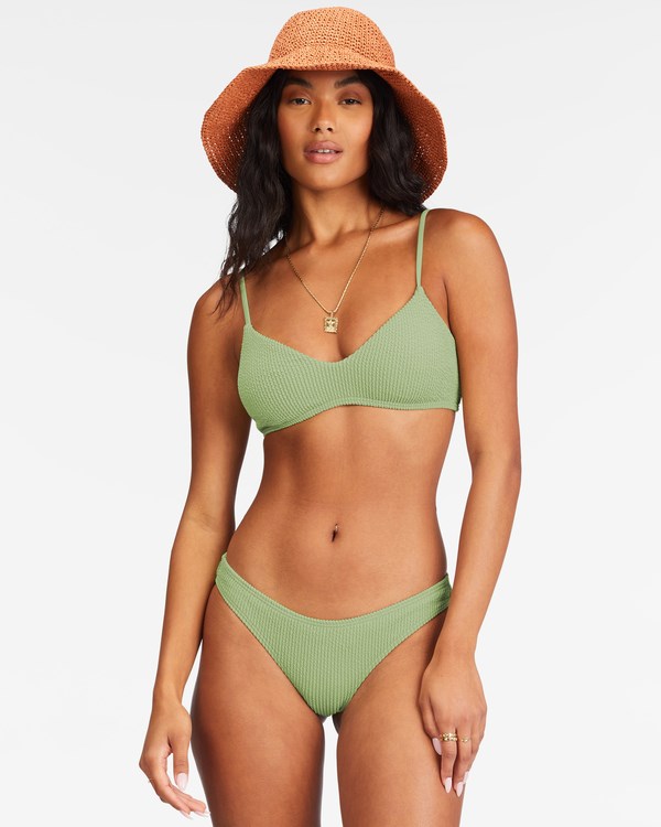 Billabong Summer High V-Neck Bralette Bikiny Top Agave | ZKFYGJ-048