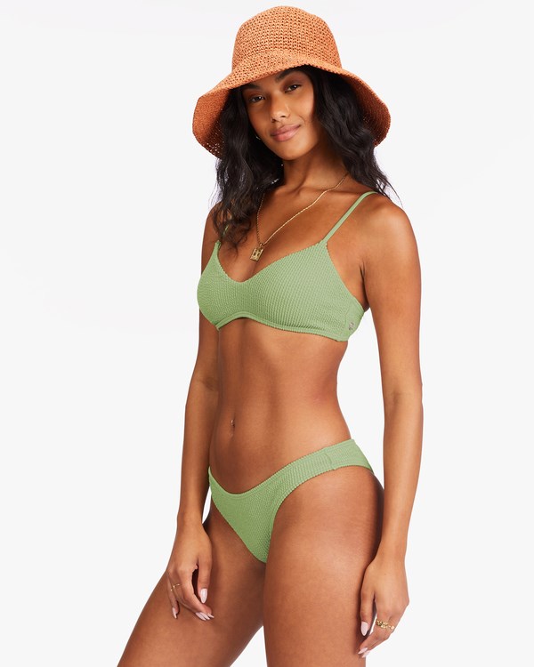 Billabong Summer High V-Neck Bralette Bikiny Top Agave | ZKFYGJ-048